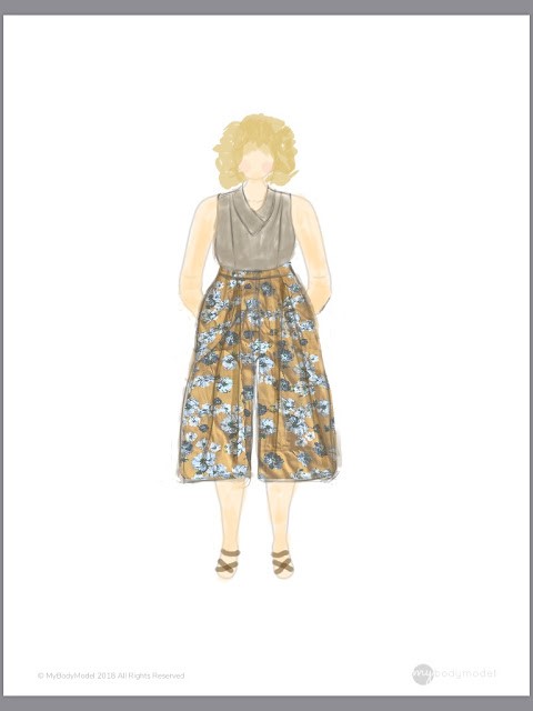 Diane floral winslow culottes outfit sketch MyBodyModel