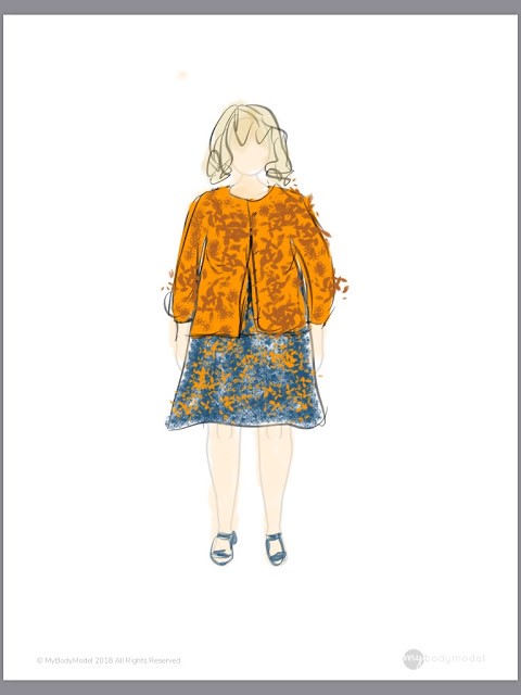 Diane orange cardi outfit sketch MyBodyModel