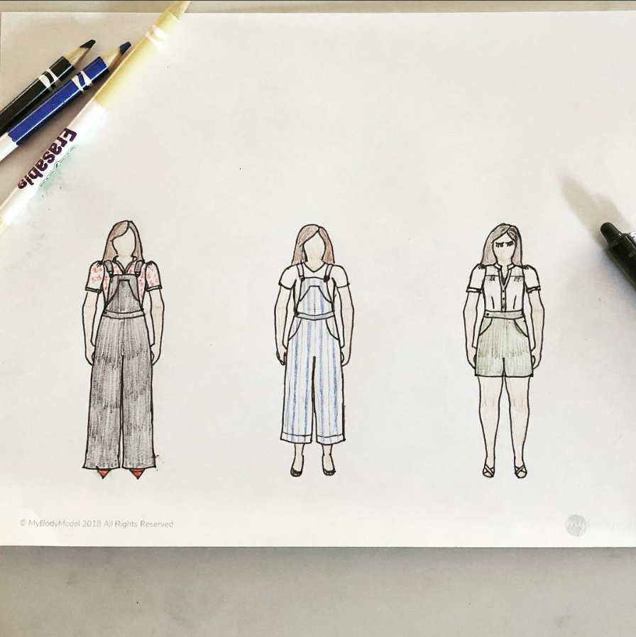@sewingrogue used her body model to test out different views of the new Jenny Overalls pattern by Closet Case Patterns. 