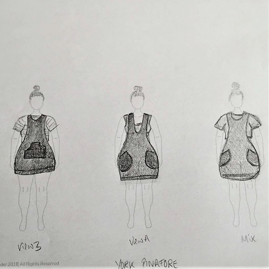 @LisaMargreet used her body model templates to try out different pattern views of the new York Pinafore pattern by Helen's Closet.