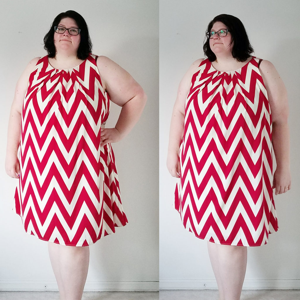 Megan wearing ModCloth dress to refashion