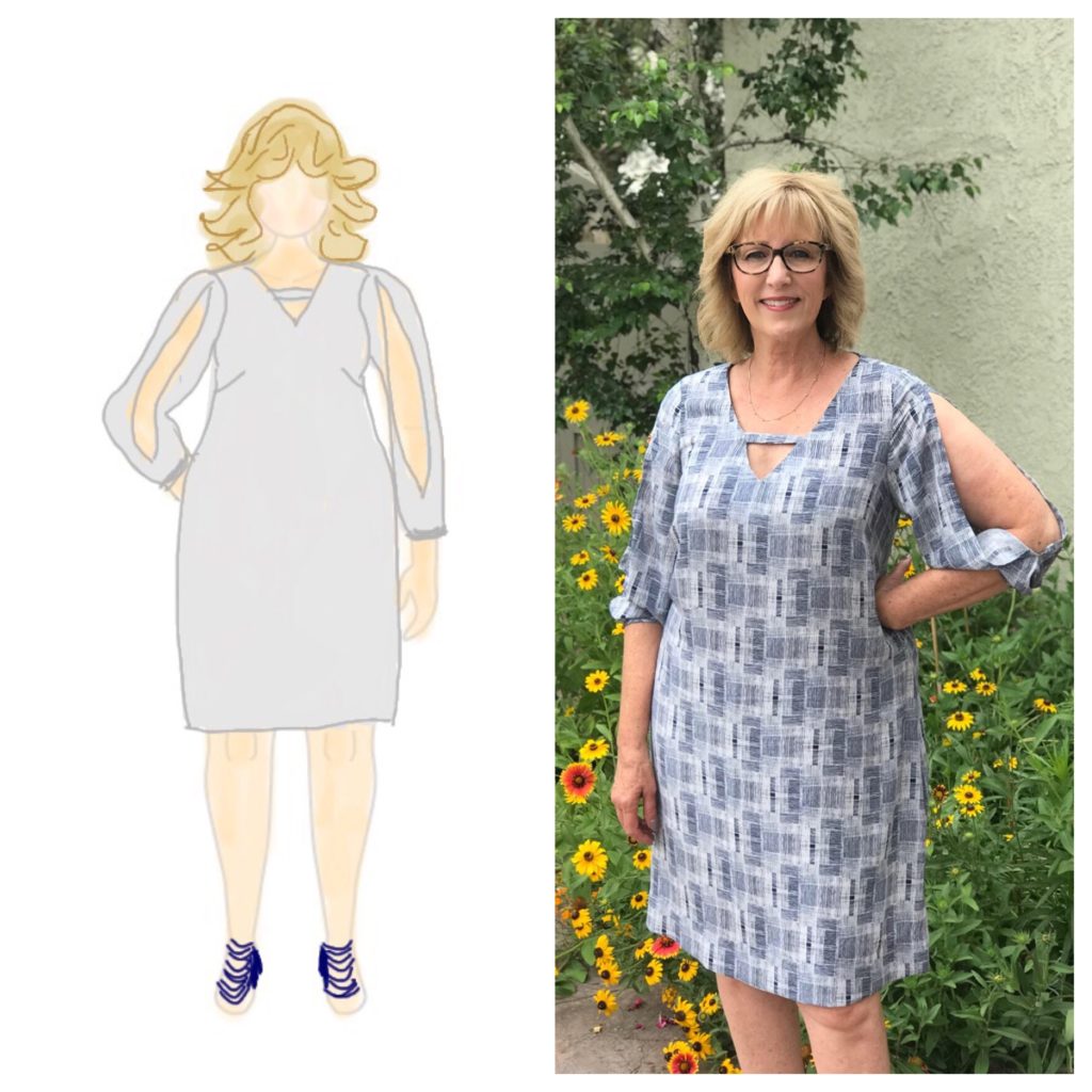 MyBodyModel Sketch to Finished Garment by Diane Stanley Simplicity 6467 dress