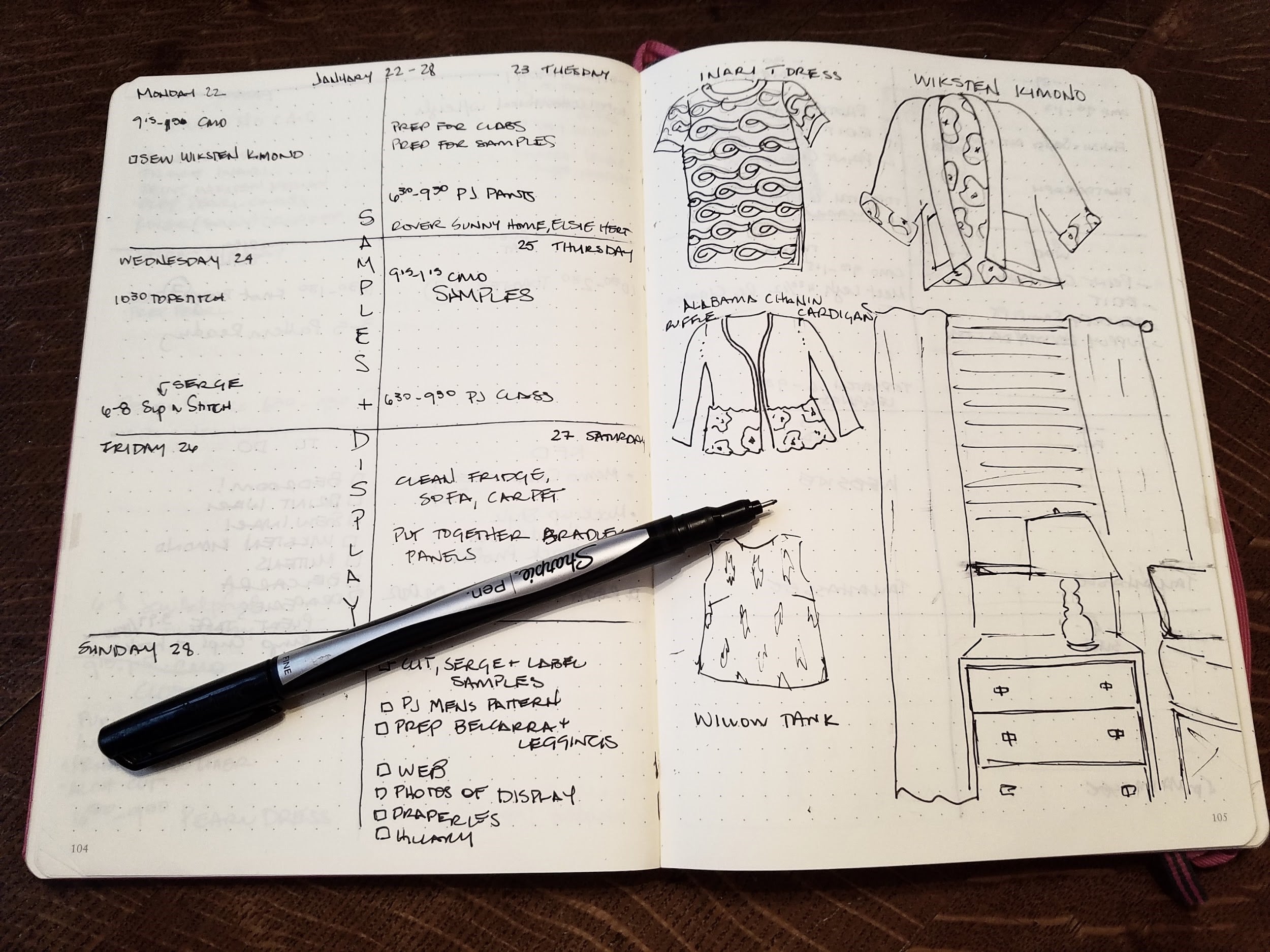 Kari MyBodyModel Sketchbook Chronicles Fall Sewing List Bullet Journal 2