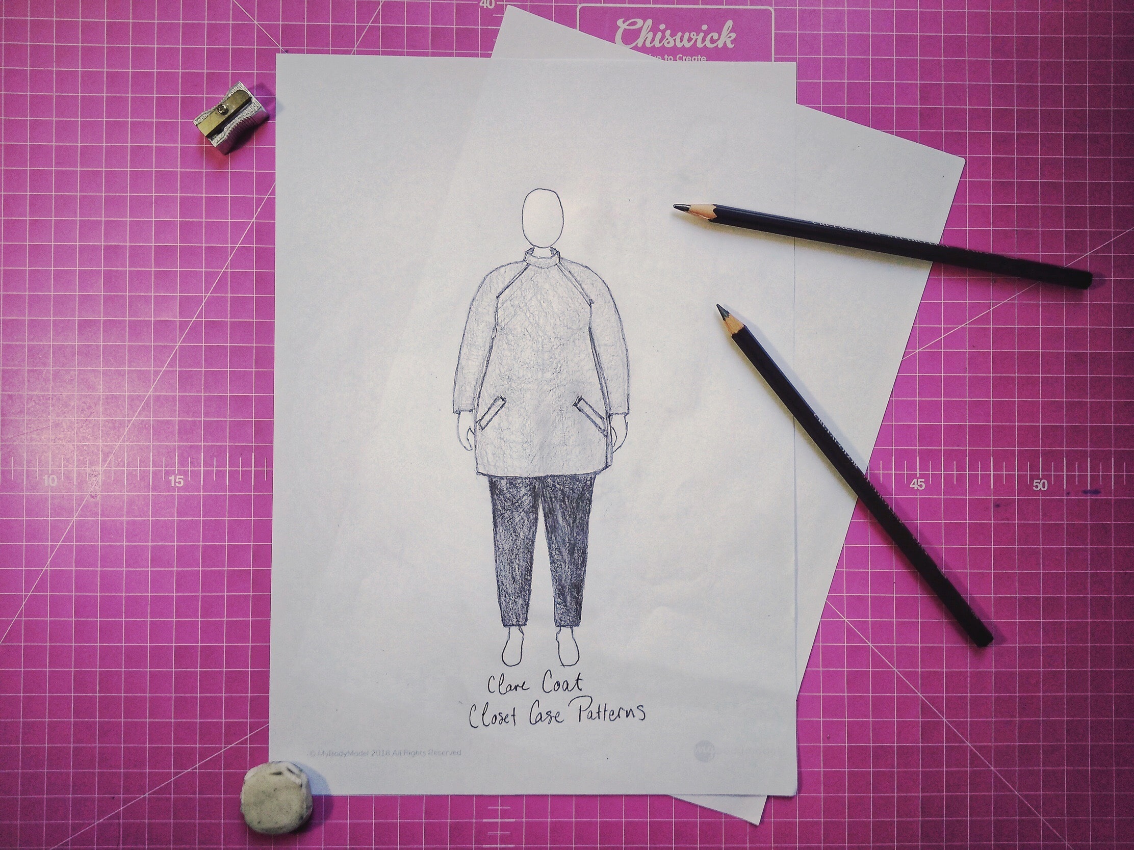 MyBodyModel Sketch of Clare Coat Closet Case Patterns by Thandi