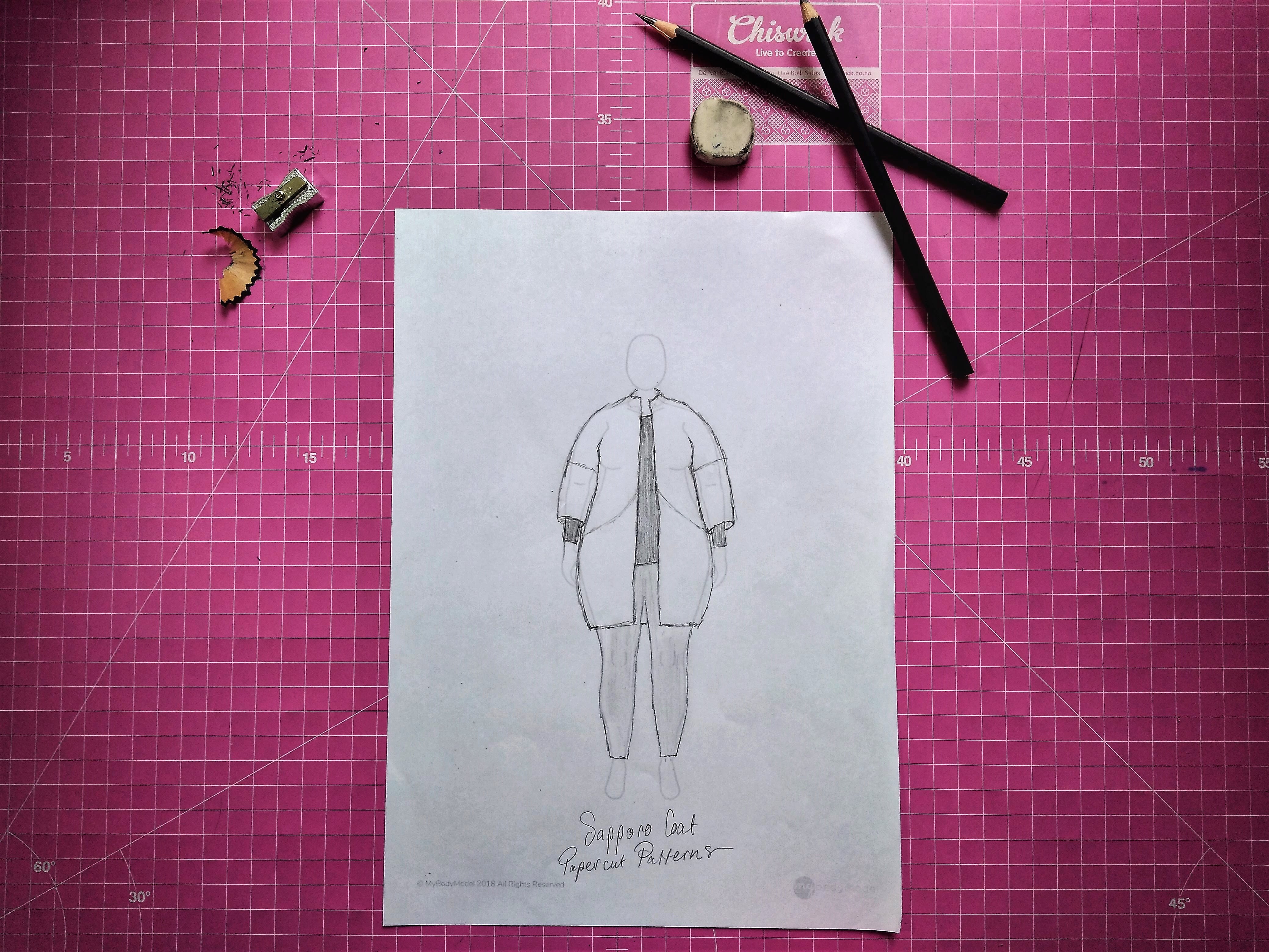MyBodyModel Sketch of Sapporo Coat Named Patterns by Thandi