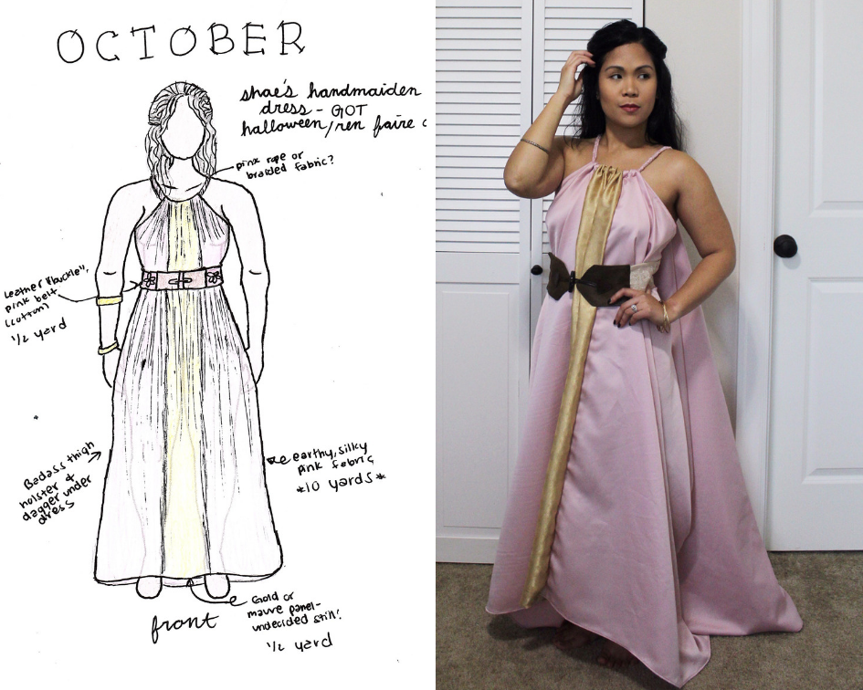 MyBodyModel Sketch and Finished Make Shae GOT Handmaiden Costume