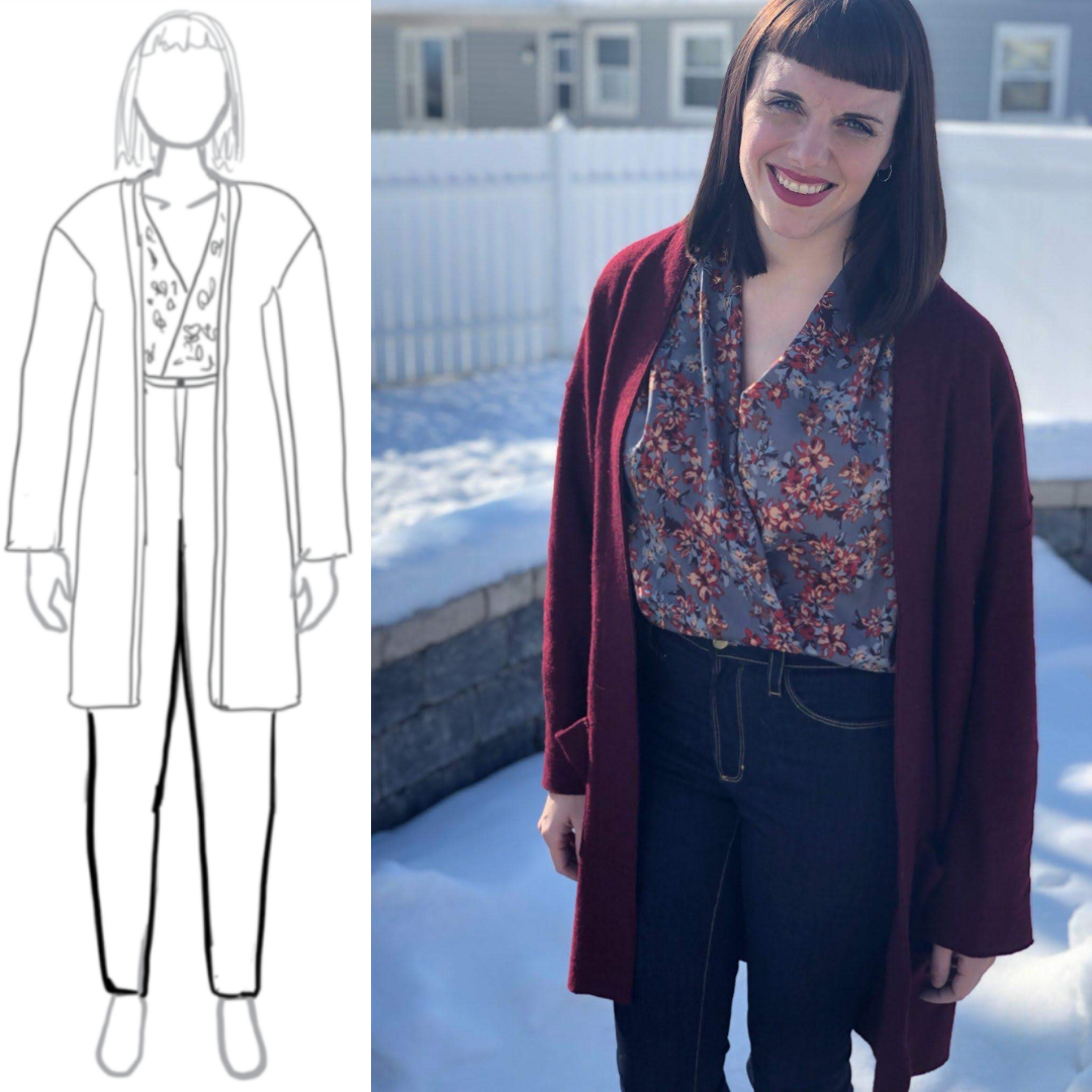 MyBodyModel Sketch to Finished Berlin Jacket Ginger Jeans and Anderson Blouse by Sarah