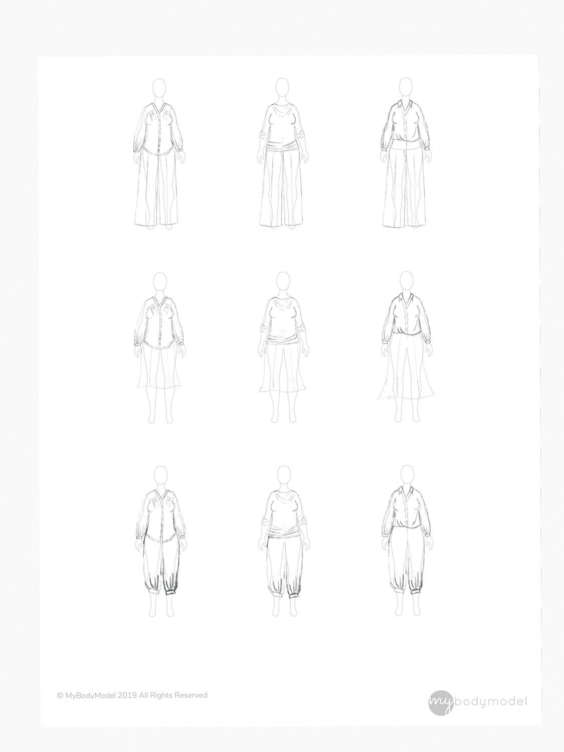 MyBodyModel-Kibbe Soft Natural Fashion Sketch -CombinationsSketch by Doctor T