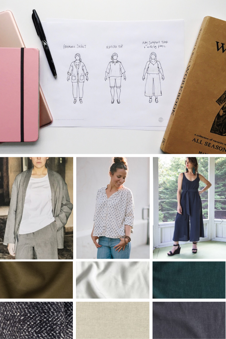 MyBodyModel Sewing Goals - Haramere Jacket, Matcha Top, Amy Jumpsuit Sketches by Erica Schmitz