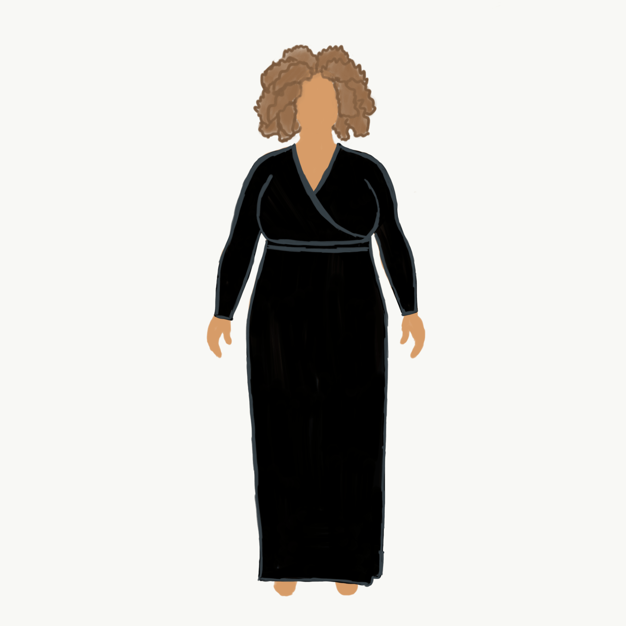 MyBodyModel Sketch - Appleton Wrap Dress in Maxi Length by Sierra Burrell