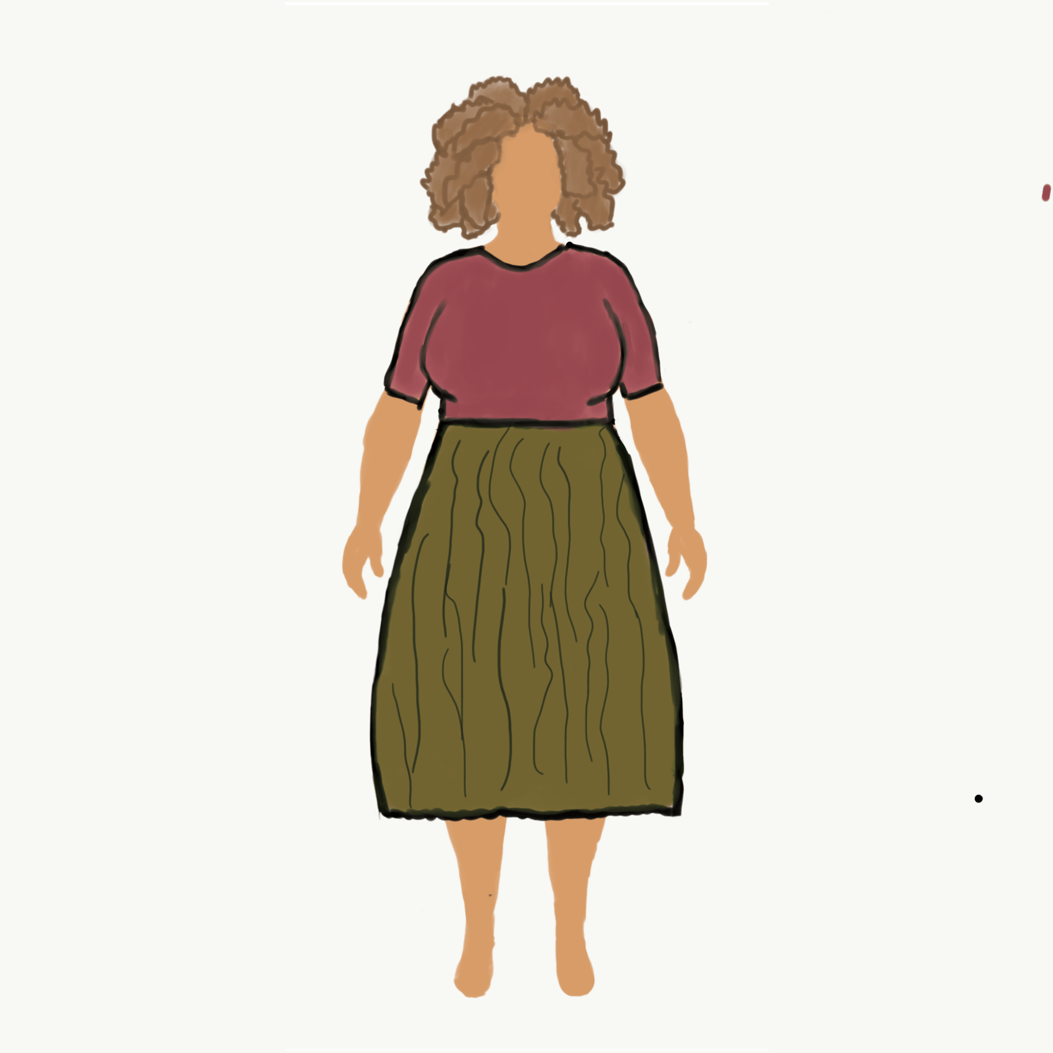 MyBodyModel Sketch - Skirt in Olive Crinkle Linen by Sierra Burrell