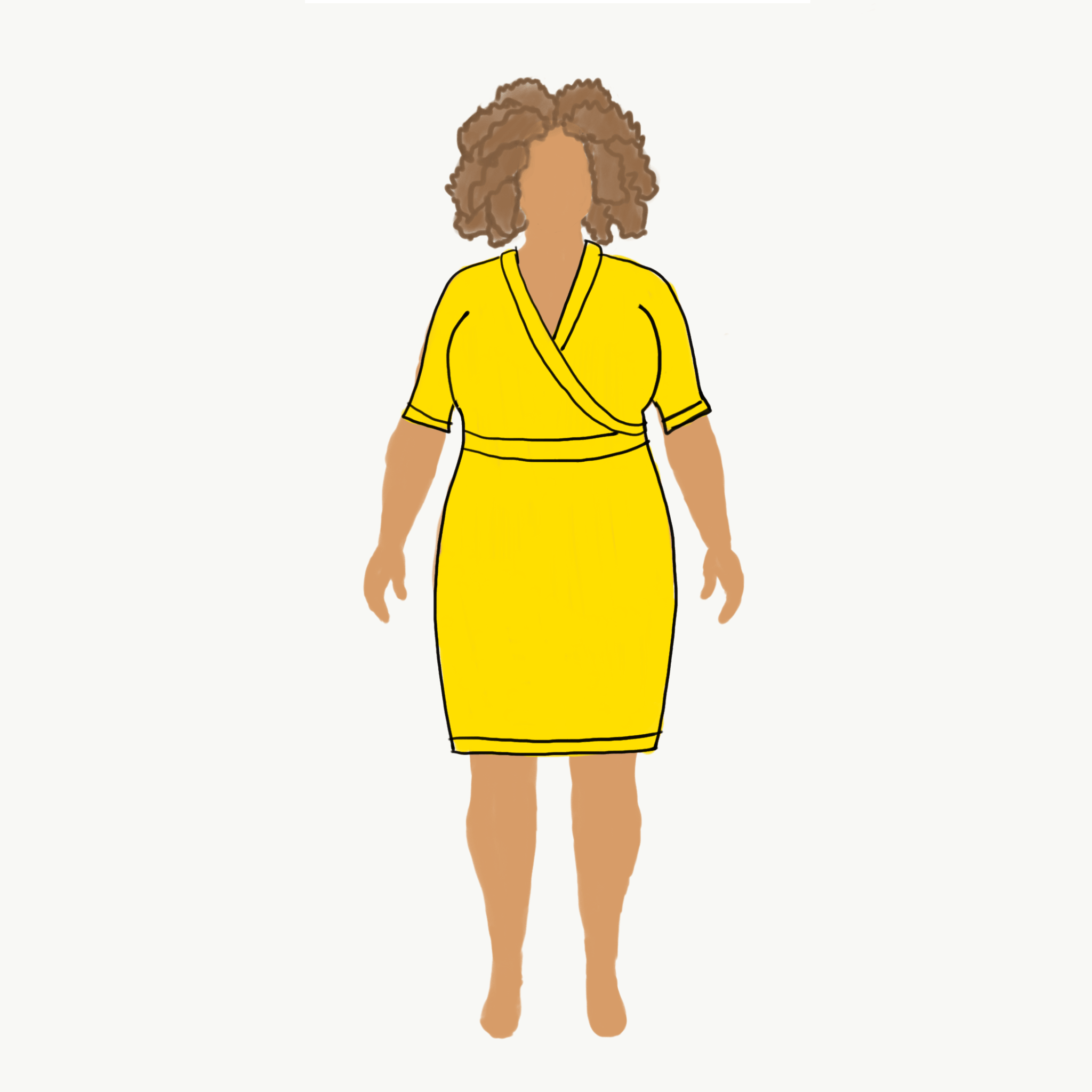 MyBodyModel Sketch - Yellow Appleton Wrap Dress by Sierra Burrell