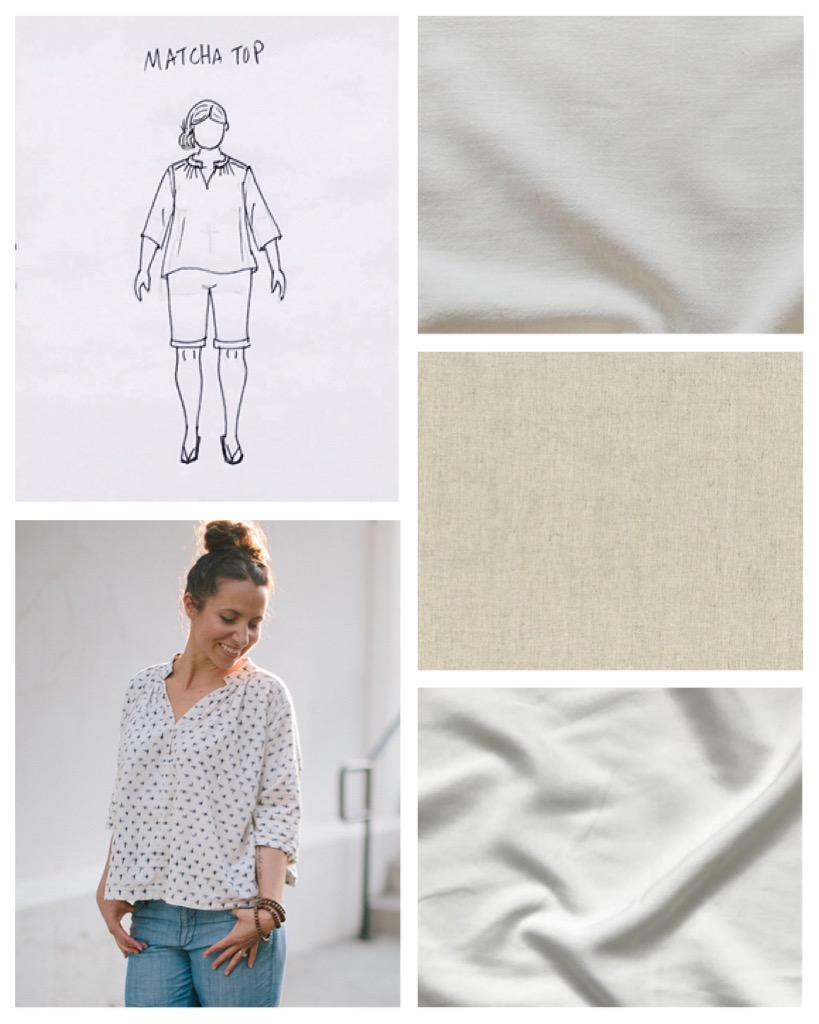 MyBodyModel drapey white linen boho top - Matcha Top sewing plans by Erica