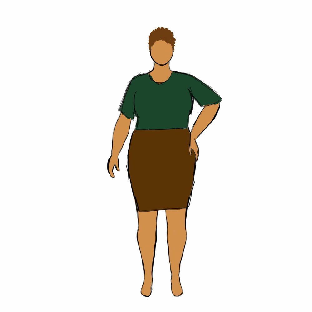 For this emerald green top, I could use the Montrose top pattern by Cashmerette, or the Lou Box Top pattern by Sew DIY.  What pattern should I try for the fitted leather skirt?