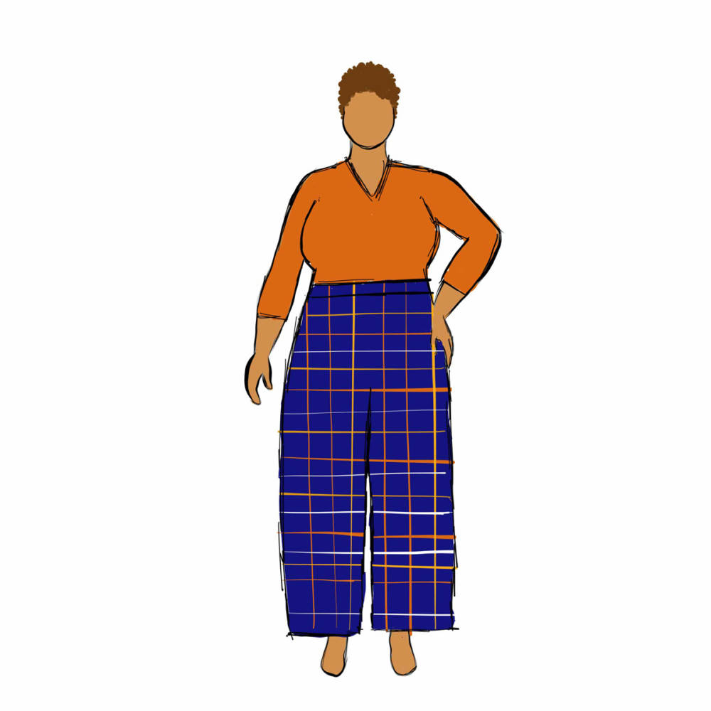 These wide leg plaid pants could be the Glebe pants, a free pattern from Muna & Broad, or the Rose pants from Made by Rae.