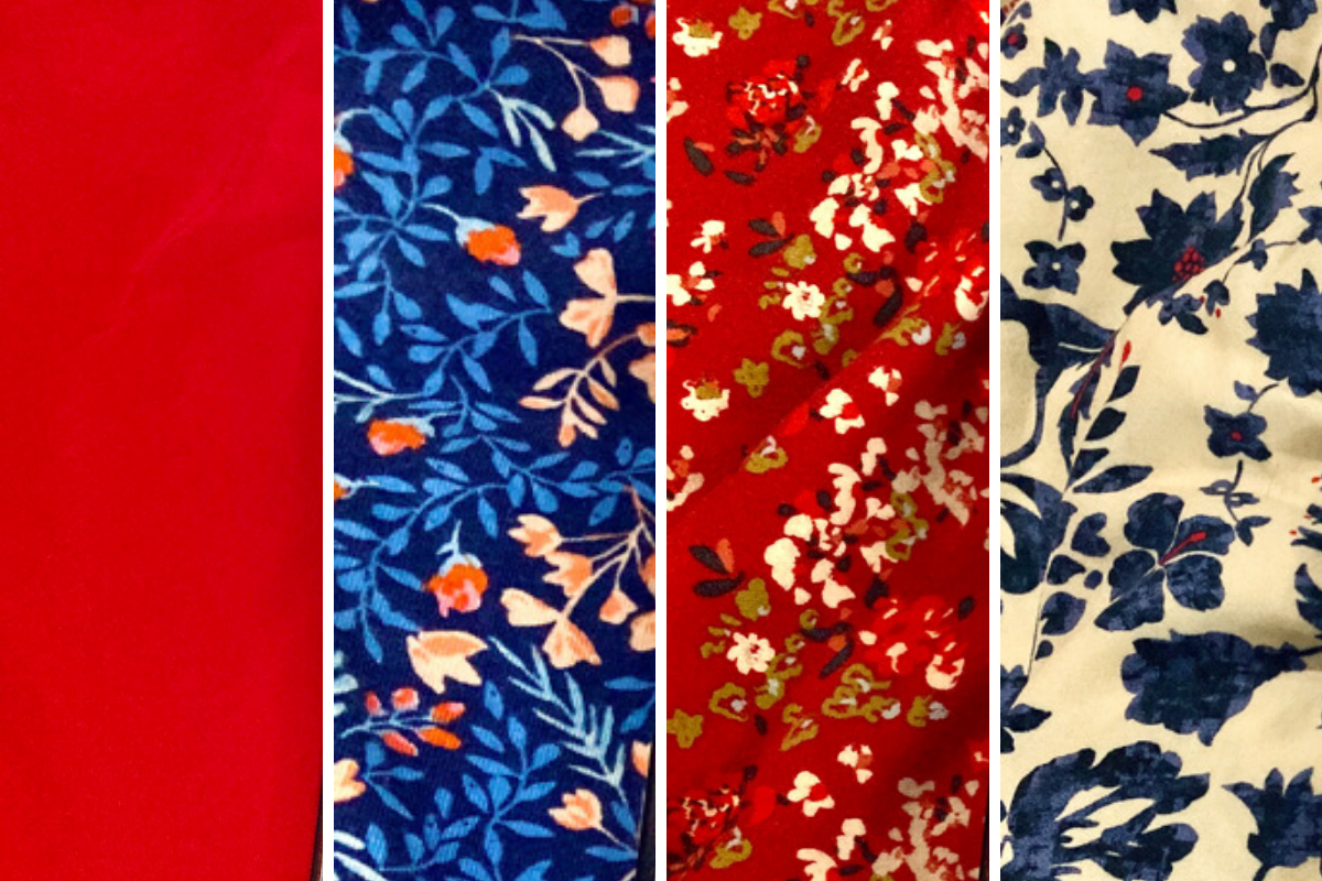 Colors and fabrics for my capsule wardrobe - Red, navy, and cream