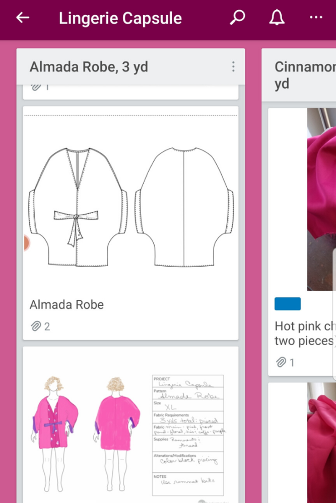 Scrap busting lingerie sewing: staying organized in Trello