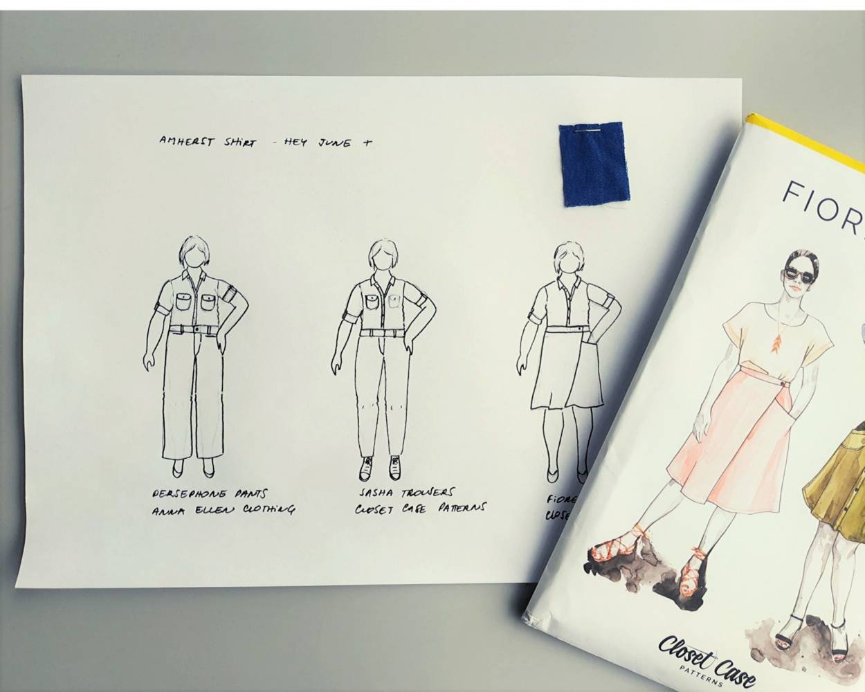 Amherst shirt Persephone Pants Sasha Trousers Fiore Skirt MyBodyModel fashion sketches by Nathalie Atelier292