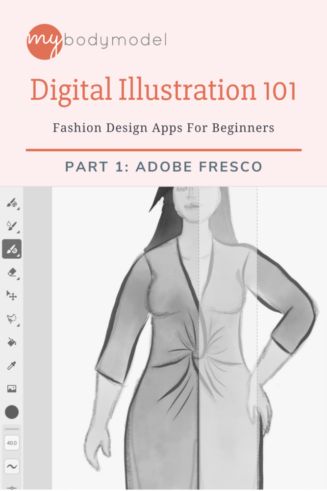 In Fashion Design Apps for Beginners Part 1, Doctor T shares a step by step tutorial with the basics of sketching clothing designs on her custom MyBodyModel fashion croquis with Adobe Fresco.