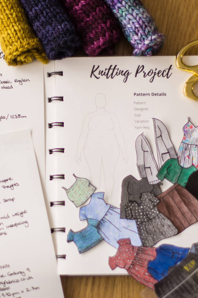 Victoria is planning her knitting project ideas using fashion sketch templates that reflect her body shape to make a paper doll. 