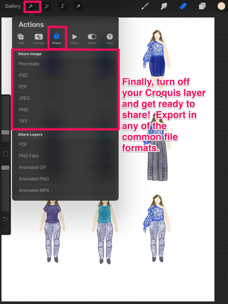 Interface displaying the exporting of the finished document