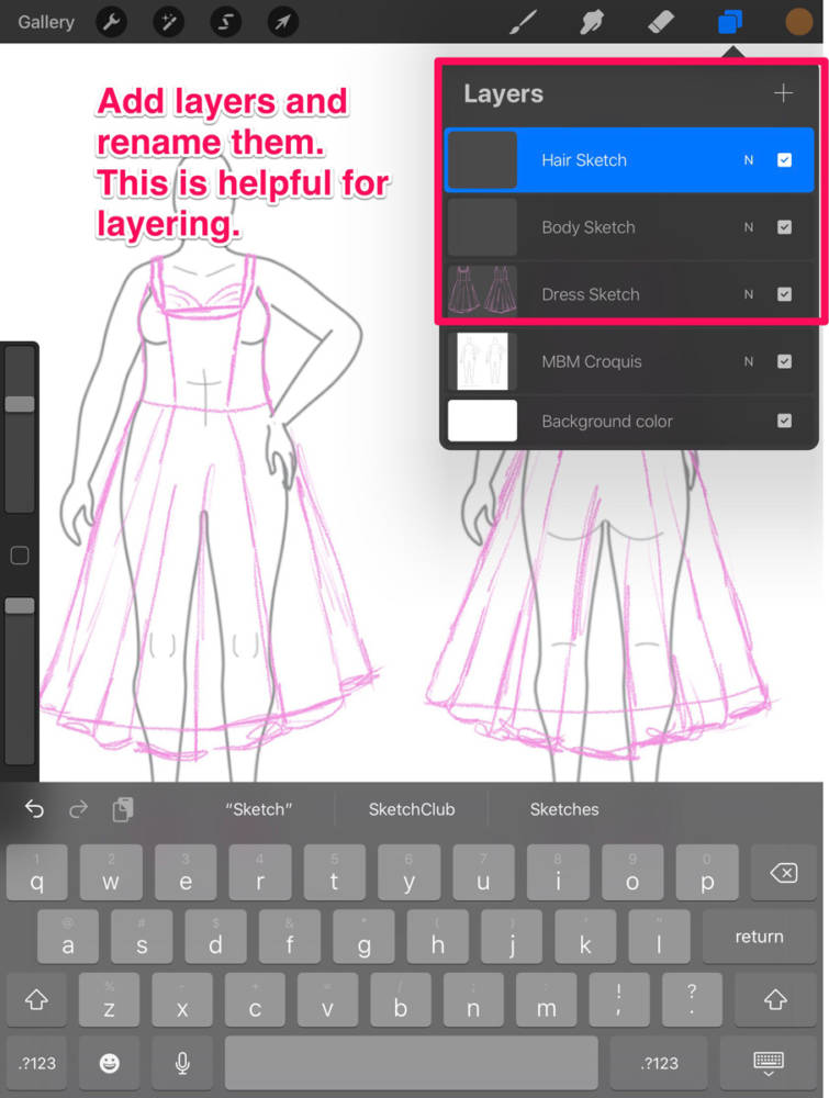 How to add and rename layers using the Layers toolbar in Procreate