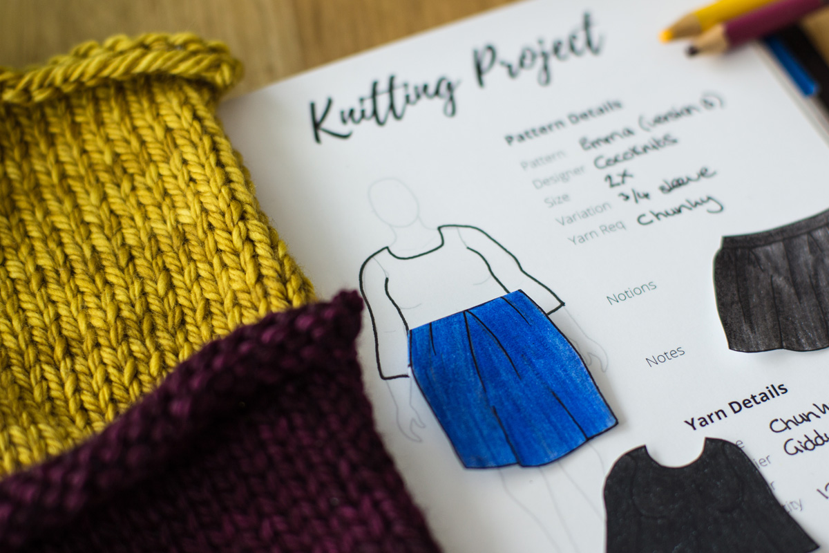 Using a MyBodyModel paper doll helped Victoria to plan out knitting and sewing projects, including patterns and which yarn to use. She was able to see which colors she could coordinate, whether they should be solid, or speckled, etc. 