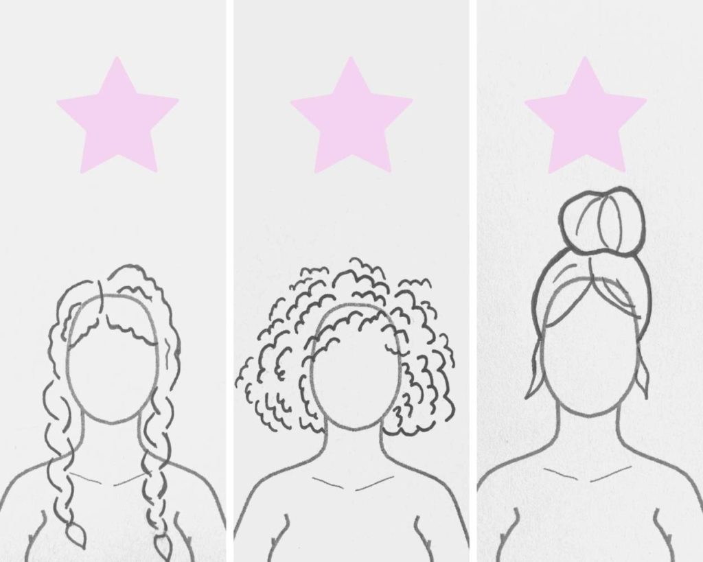 Hair-specific tips: how to draw braids, curly hair, and pony-tails/buns. 