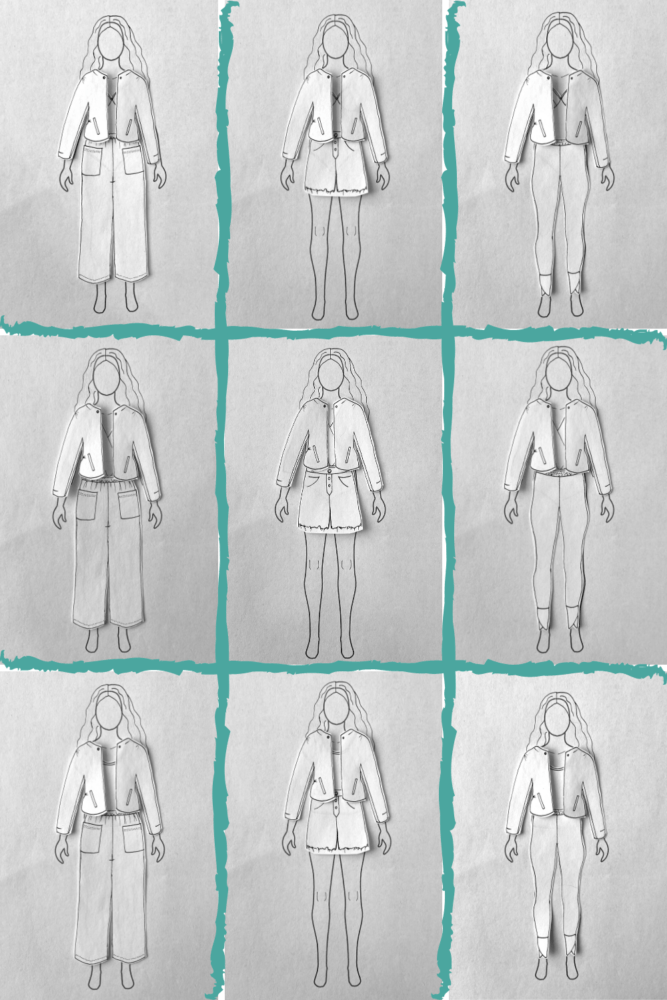 Fall capsule wardrobe outfit combos with my thrifted leather jacket. I used MyBodyModel (custom fashion croquis) for my personalized paper doll.