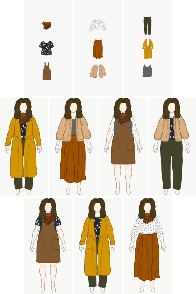 Fall mini capsule wardrobe sketches on MyBodyModel fashion croquis by @missymilton for the #mybodymodel3x3 challenge