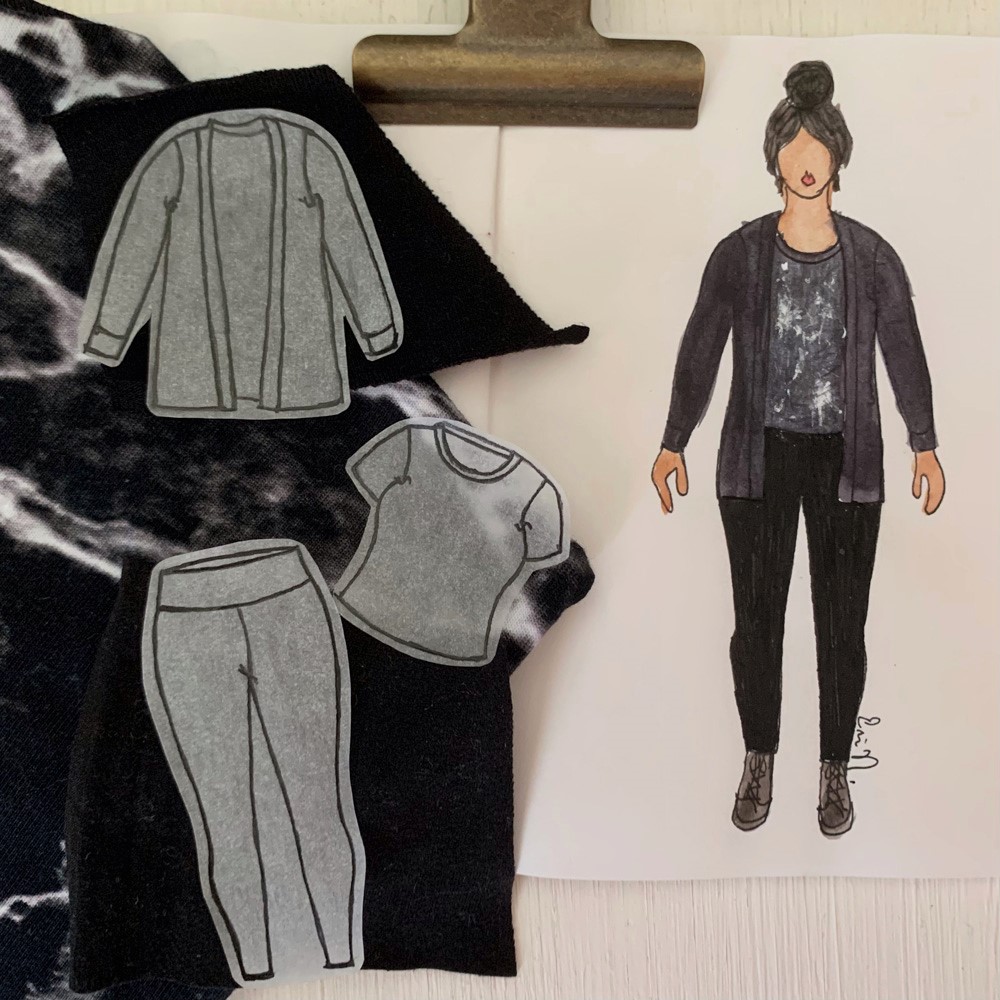 Mybodymodel 3x3 capsule Outfit 8_ Blackwood cardigan, Concord T-shirt and Avery leggings