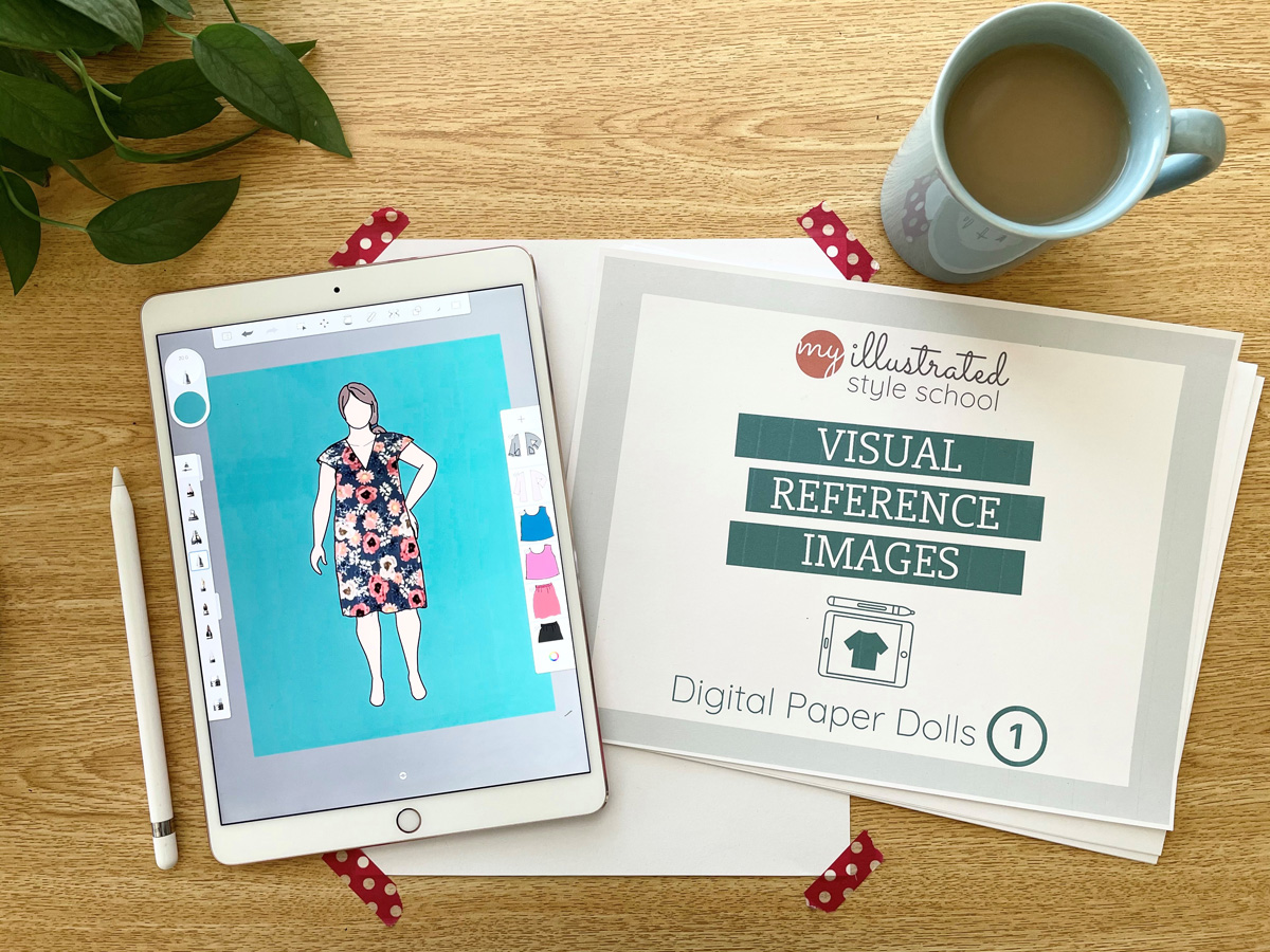 Beginner Digital Fashion Drawing Course: Digital Paper Dolls for iPad or Android Tablet, using free app Autodesk Sketchbook. From MyBodyModel's Illustrated Style School. Online Fashion Drawing Courses for Beginners. 