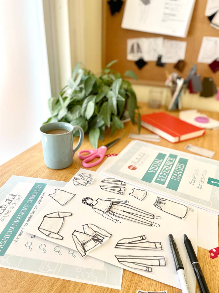 Learn Beginner Fashion Drawing online with our "Paper Dolls for Grownups" on-demand video course, now available at MyBodyModel's Illustrated Style School. Body-positive Fashion Illustration Courses to design a wardrobe that you love!