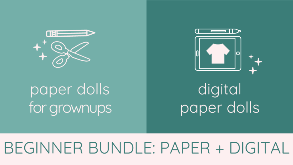 Beginner Bundle: Learn beginner fashion drawing on paper, then learn to draw digitally on your tablet, paper doll style, with Illustrated Style School Online Fashion Drawing Courses.
