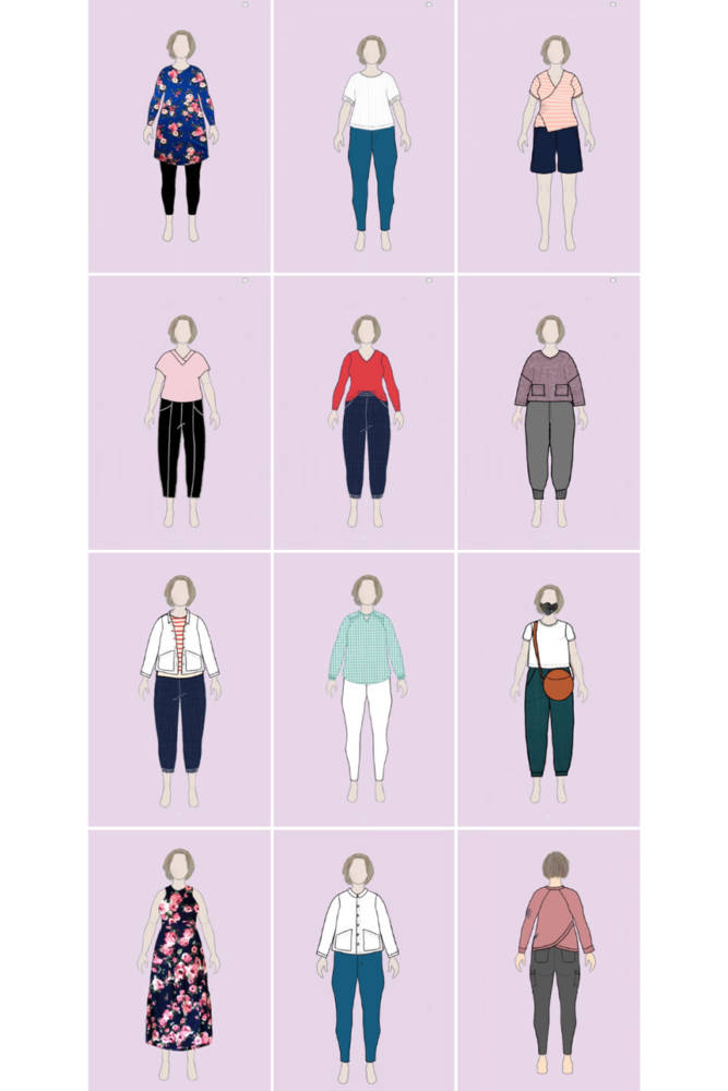 MyBodyModel digital clothing sketches by Pam @rocketcitysewist:  @LoveNotions #LaundryDayTee, @TheAssemblyLineShop #TALcufftop, @ClosetCorePatterns #Gingerjeans, @LoveNotions #WillowWrapdress / @ItchtoStitch #belizeshortsandskort, @SewHouse7 #TaborVNeck, @ClosetCorePatterns #Pietrapants, @Helens_Closet #ardenpants, @shopwiksten #wikstenshift, @Helens_Closet #ardenpants, @seamwork #seamworkrhett, @tessustifabrics #mandyboattee, @Helens_Closet #ardenpants, @LoveNotions #RhapsodyBlouse, @ClosetCorePatterns #CieloTop /@SewHouse7 #FreeRangeSlacks, @LoveNotions #LNClassicTee #SummerBasicsDress, @SeamWork#seamworkrhett / @ClosetCorePatterns #Gingerjeans, @BlankSlatePatterns #TulipTop 