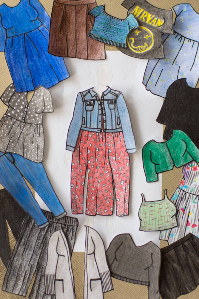 Victoria @victoriamarchantknits used her croquis from her printable MyBodyModel fashion sketchbook to visualize & focus her knitting project ideas, paper doll style! 