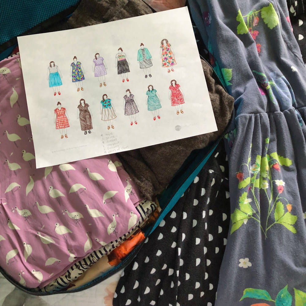 Whitney @whitneygetsdressed used her 12 model planning page from her printable MyBodyModel fashion sketchbook to plan an entirely handmade travel wardrobe for a month-long trip to Italy.